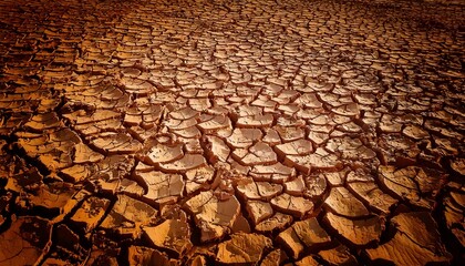 Dried cracked mud pattern, earthy brown tones, desert texture 