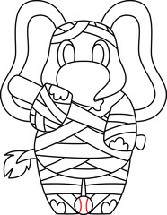 Elephant Halloween Baseball Animal Vector Graphic Art Illustration