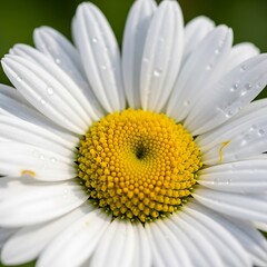 Fototapeta premium Close Up of a Beautiful White Daisy Flower with Dew Drops.