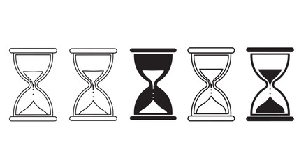 Five hourglasses in varying shades a striking visual on transparent background silhouette