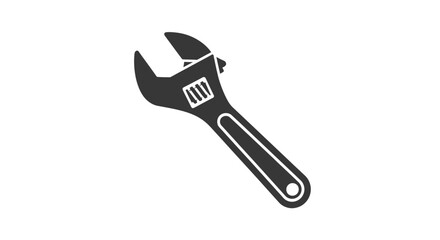 A black and white illustration of an adjustable wrench, also known as a monkey wrench.