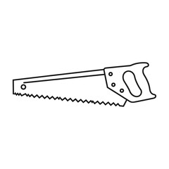 Illustration of a hand saw with a wooden handle and sharp teeth.