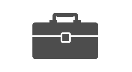A simple, minimalist icon representing a dark gray briefcase on a white background.