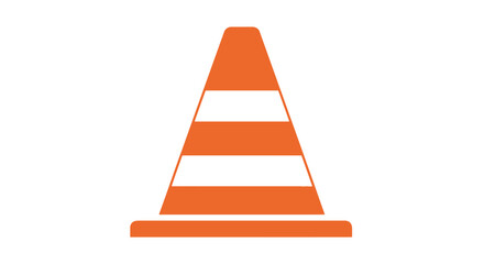 A simple graphic illustration of an orange traffic cone with white horizontal stripes.