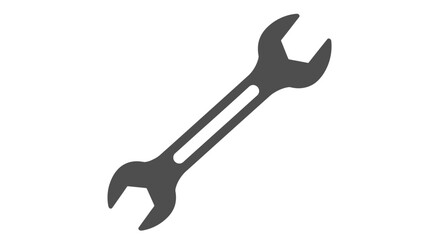A simple gray wrench with two open ends on a white background.