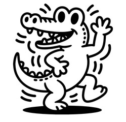 Obraz premium black crocodile with white background