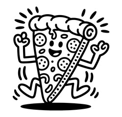 Cute Kawaii pizza character set. Vector hand drawn cartoon icon illustration. Strawberry character in doodle style. Isolated on white background.
