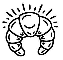 Cute Kawaii croissant character set. Vector hand drawn cartoon icon illustration. Strawberry character in doodle style. Isolated on white background.
