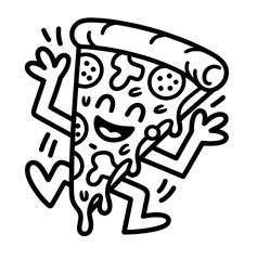 Cute Kawaii pizza character set. Vector hand drawn cartoon icon illustration. Strawberry character in doodle style. Isolated on white background.
