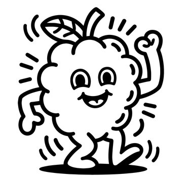 Cute Kawaii raspberry
 character set. Vector hand drawn cartoon icon illustration. Strawberry character in doodle style. Isolated on white background.
