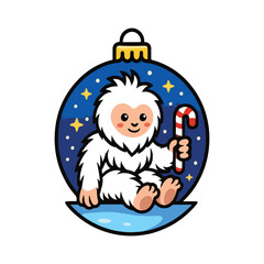 Yeti Candy Cane Ornament SVG