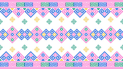 Ethnic seamless pattern in pink, blue, green, pastel colors for clothing, fabric prints, backgrounds.