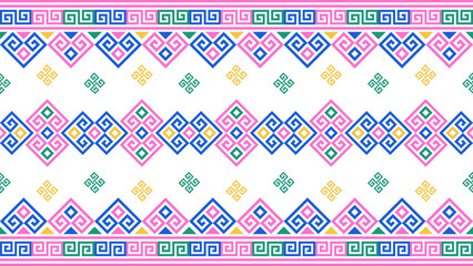 Ethnic seamless pattern in pink, blue, green, pastel colors for clothing, fabric prints, backgrounds.