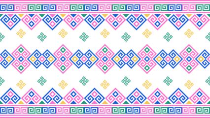 Ethnic seamless pattern in pink, blue, green, pastel colors for clothing, fabric prints, backgrounds.