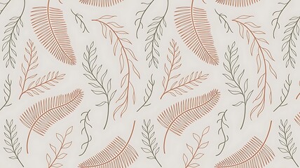 Fototapeta premium Boho botanical pattern for earthy elegance, ideal for textiles and wallpaper designs with its organic and minimalist style adding a touch of nature