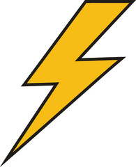 Yellow lightning bolt arrow vector with black outline vector illustration EPS file download.
