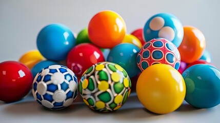 Colorful Balls Pile Up Close Up Still Life Studio Shot Playful Arrangement Bright Colors Abstract Design