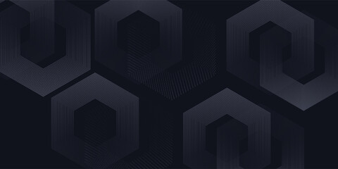 Modern render of illuminated gray colored corridor art modern pattern hexagon line