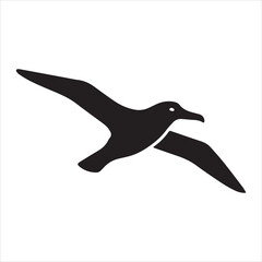 Silhouette albatross seabird flying soaring graceful black and white vector illustration