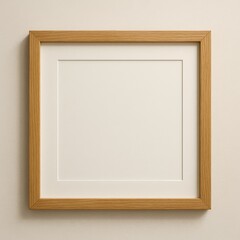 Fototapeta premium Minimal Wooden Photo Frame on Beige Wall