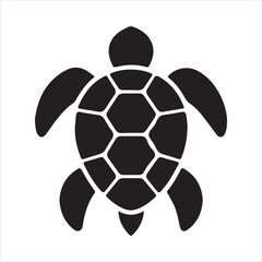 Silhouette geometric sea turtle minimalist simple black and white vector illustration