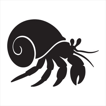 Silhouette hermit crab crawling monochrome design vector illustration