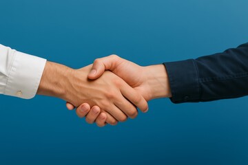 Handshake Agreement on Blue Background