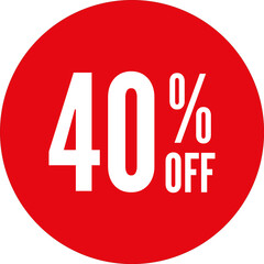 40% Off Round Sale Sticker Transparent PNG