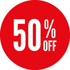 50% Off Round Sale Sticker Transparent PNG