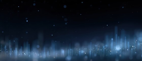 Data charts on screen blending into night sky