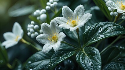 Fototapeta premium Baby's Breath Flower Realistic Close-Up Photography Capturing Delicate White Blossoms with Soft Natural Lighting, Perfect for Elegant Botanical Art and Minimalist Floral Home Decor
