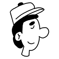 Line art face cartoon illustration