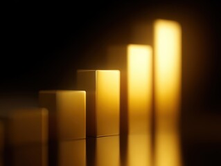 Bar chart showing profit rise glowing in golden hue