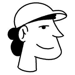 Line art face cartoon illustration