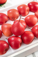 Fresh Red Pears in Packaging Tray - Organic Fruit Display for Healthy Eating