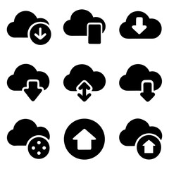 Upload Folder, Sync Arrows, Drive, and Backup Icon on White Background.