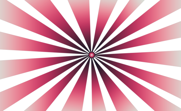 Pink radial rays of light burst from the center on a white background