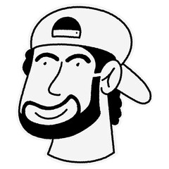 Line art face cartoon illustration