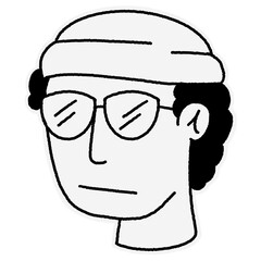 Line art face cartoon illustration