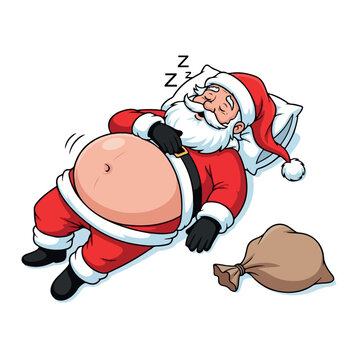 Santa sleeping, cartoon illustration