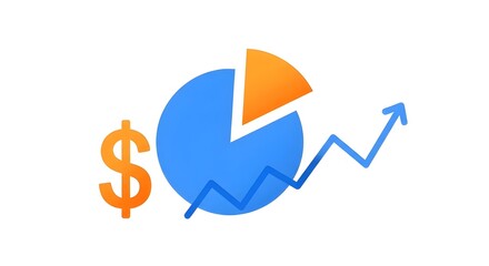 Dollar Sign with Pie Chart and Increasing Graph