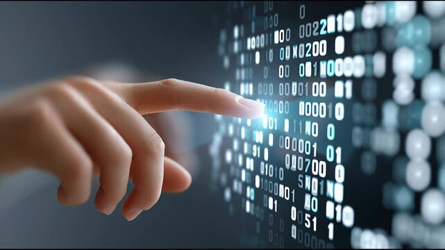 Exploring the world of binary code and digital technology through interactive touch