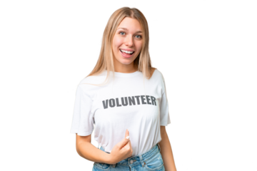 Young volunteer woman over isolated chroma key background with surprise facial expression