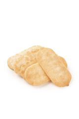 Crispy Japanese Senbei Rice Crackers Isolated on White Background