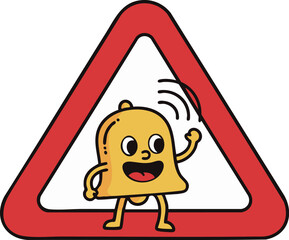 Minimal Pop Emergency Warning Alarm Bell Triangle Icon | ミニマルポップな緊急警告アラームベルと三角マークのアイコン