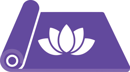 Purple yoga mat with lotus flower icon