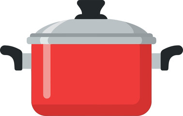 Vibrant red stock pot with lid kitchenware icon