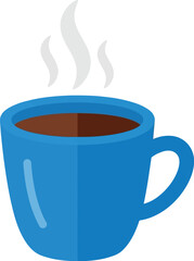 Steaming blue coffee cup morning warmth