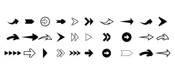 collection of black Arrows set icons. Arrow icon set. Arrow vector. vector illustration.