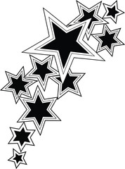 Obraz premium Stylized star cluster graphic in black and white, dynamic composition
